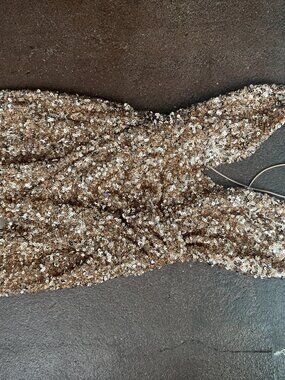 Oh Polly Gold Sequin Mini Dress Plunge Open Back Party US 4